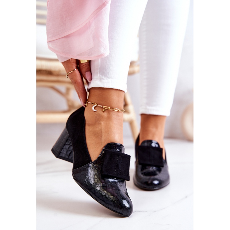 PA2 Musta Diana Suede Snakeskin pumput 1