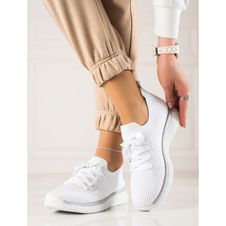 TRENDI Valkoiset nauhalliset urheilukengät valkoinen 2