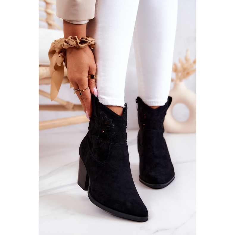 S.Barski Naisten mokkanahkaiset mustat cowboysaappaat Devon 1