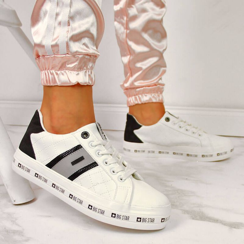 Matalat tennarit Big Star W II274071 -alustalla, valkoiset valkoinen musta harmaa 2