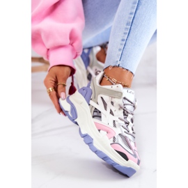 Naisten urheilulliset nahkalenkkarit GOE JJ2N4090 Monivärinen valkoinen violetti vaaleanpunainen harmaa 1