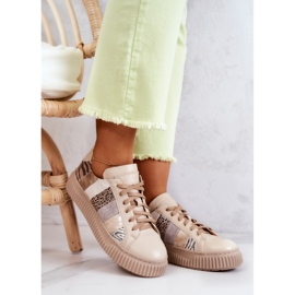 Nahkaiset urheilukengät alustalla Maciejka 05482-04 Beige 2