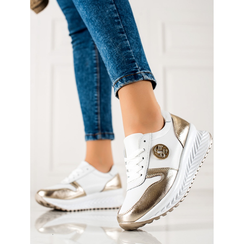 Filippo Klassiset nahkaiset tennarit valkoinen kultainen 1