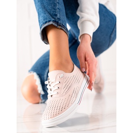 VINCEZA harjakattoiset nahkalenkkarit vaaleanpunainen 1