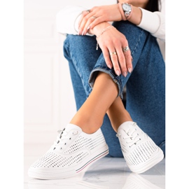 VINCEZA harjakattoiset nahkalenkkarit valkoinen 1