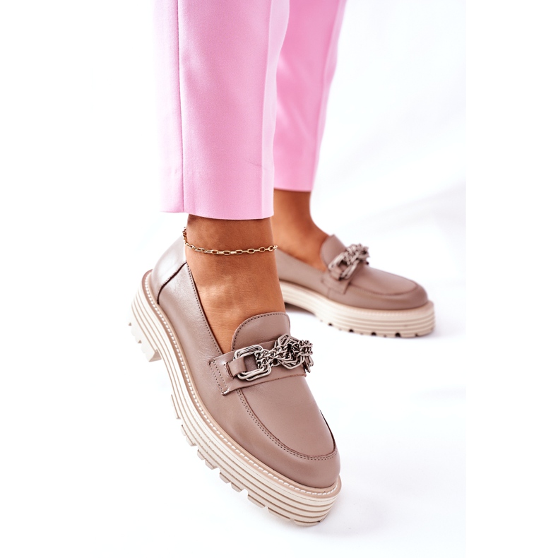 Naisten Brogues Loaferit Nahka Tummanbeige Laura Messi 2383 3