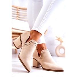 PS1 Suede Openwork Cowboy Boots Beige Valerie 3