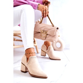 PS1 Suede Openwork Cowboy Boots Beige Valerie 4