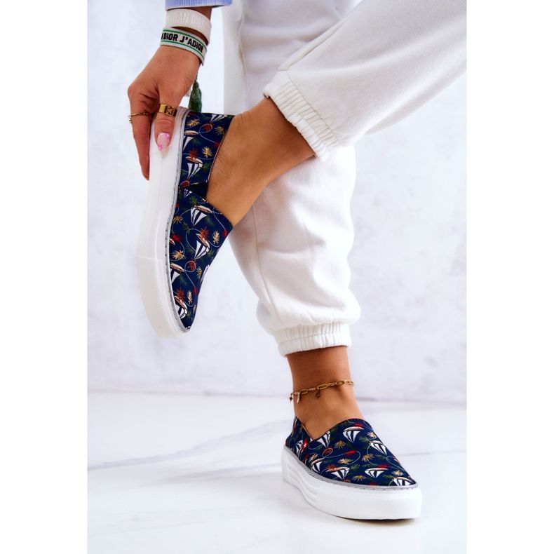 Naisten lenkkarit Slip On Memory Foam Big Star JJ276016 laivastonsininen monivärinen 2