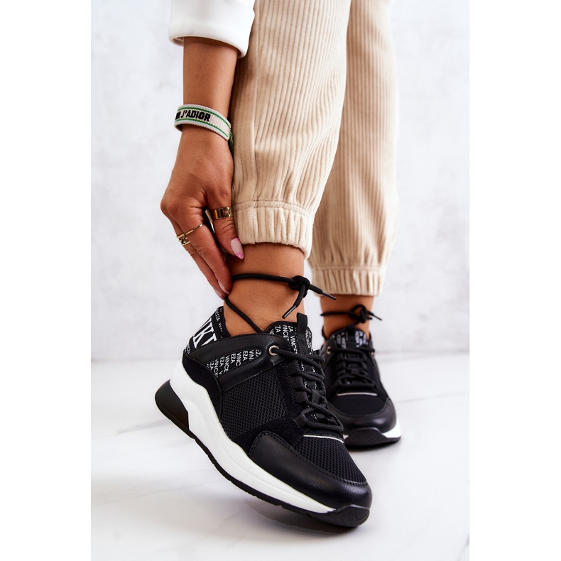 Vinceza Urheilukengät Tennarit Wedge Black Loreylla musta 1