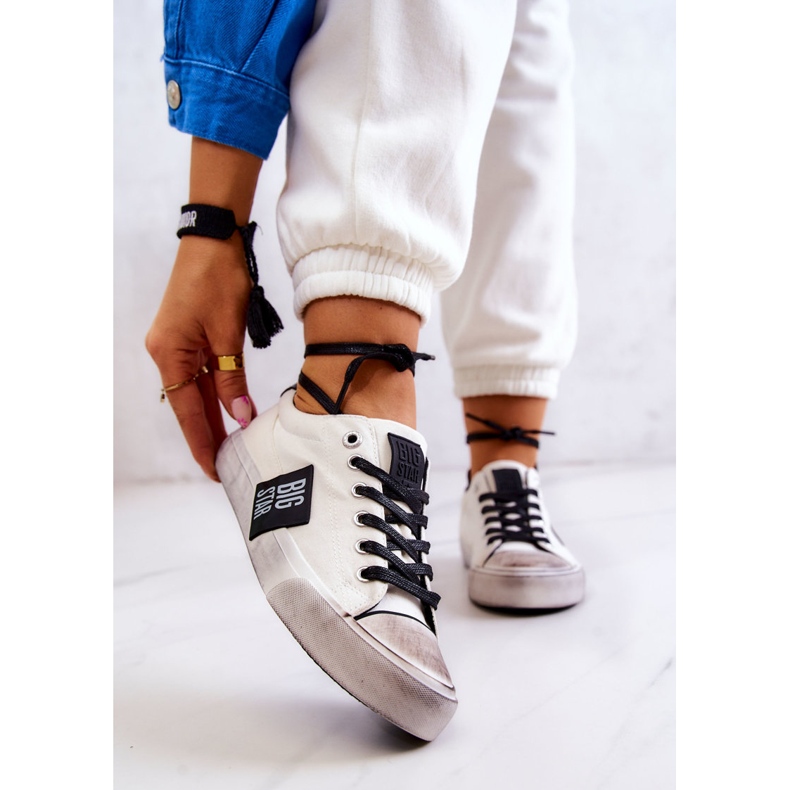 Naisten tennarit Big Star JJ274350 Valkoiset ja mustat tennarit valkoinen 1