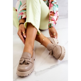 Naisten nahkakengät Fringes Maciejka 05497-04 Beige 1