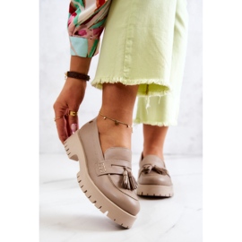 Naisten nahkakengät Fringes Maciejka 05497-04 Beige 2