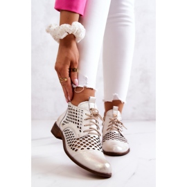 Nahkasaappaat Nicole 2704/004 valkoinen ja kulta 1