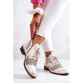 Nahkasaappaat Nicole 2704/004 valkoinen ja kulta 2