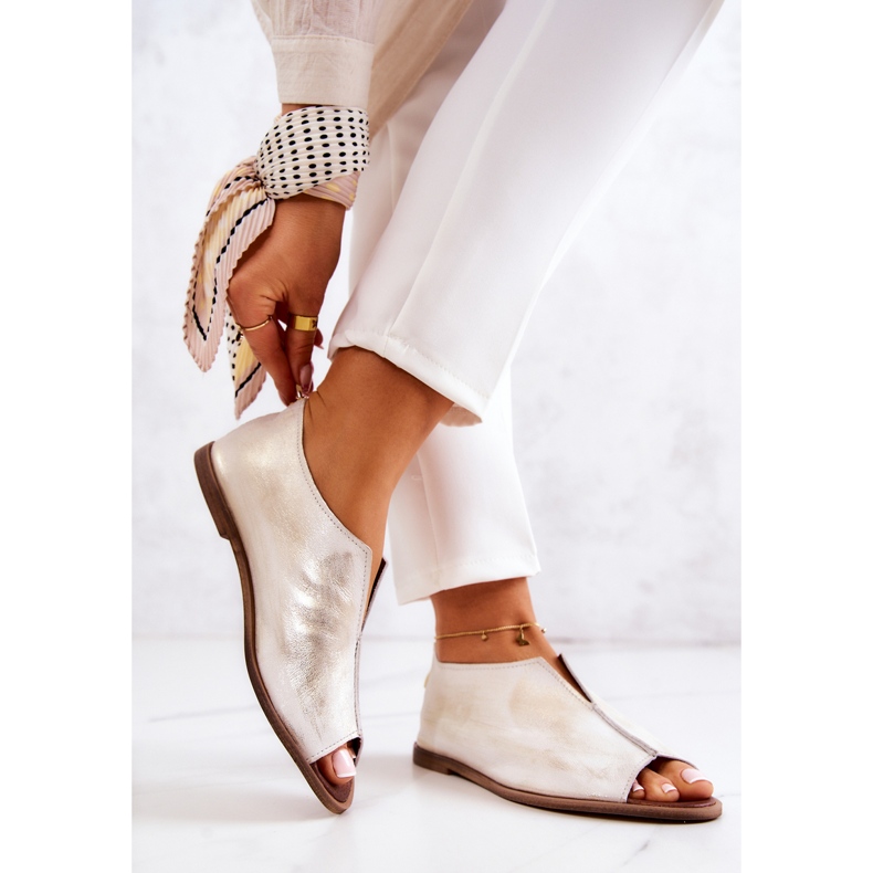 Vetoketjulliset nahkakengät Nicole 2718/004 White and Gold valkoinen 2