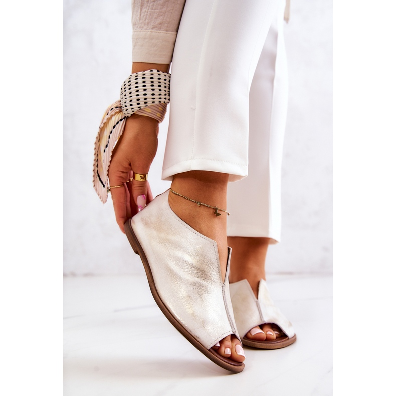 Vetoketjulliset nahkakengät Nicole 2718/004 White and Gold valkoinen 1