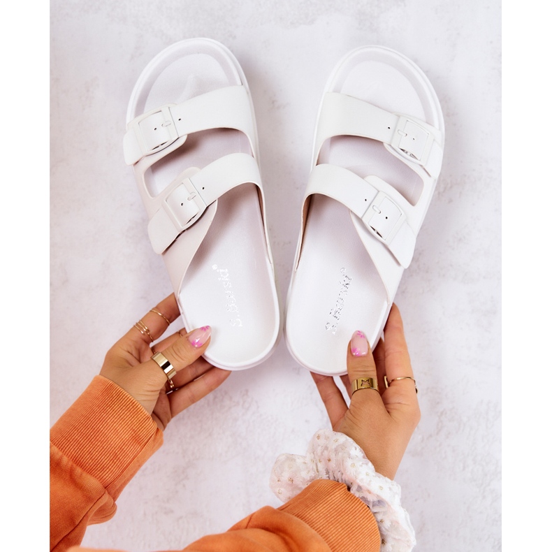 S.Barski Valkoiset Corina-kumitossut soljella valkoinen 1