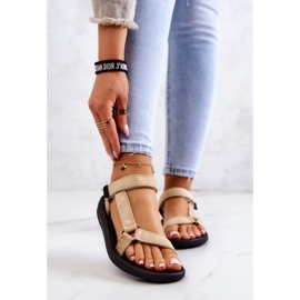 PM1 Naisten mokkanahkaiset urheilusandaalit beige Harris 1