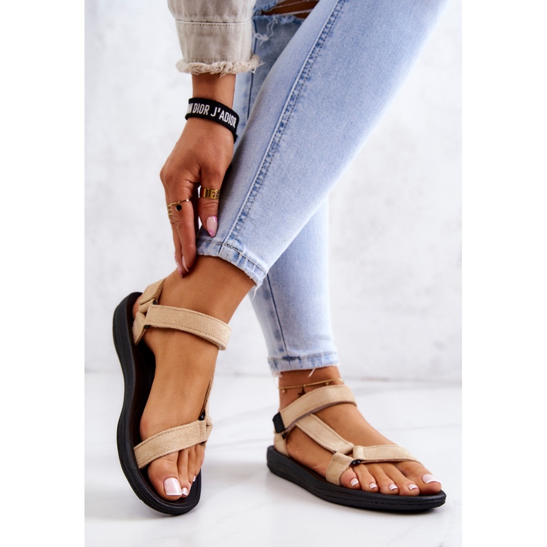 PM1 Naisten mokkanahkaiset urheilusandaalit beige Harris 2