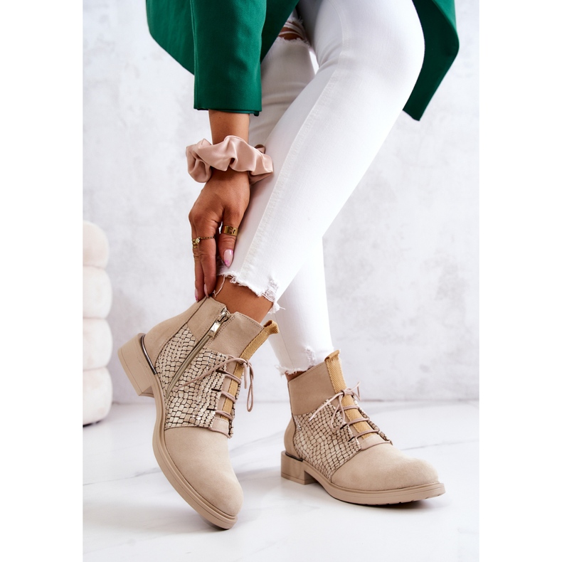 Lemar Naisten mokkanahkaiset nilkkurit, joissa on käärmekuvio Vaalea beige Sonroe 2