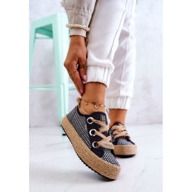 Naisten punotut tennarit Big Star JJ274393 musta beige 1