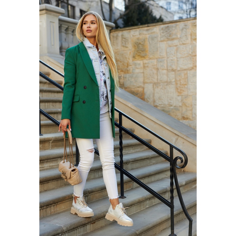 Kengät massiivisessa pohjassa Nicole 2701/004 valkoinen ja kulta beige kultainen 1