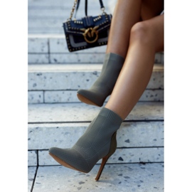 S.Barski Naisten saappaat, joissa on sukka korkeakorkoisessa khakivärissä viime yönä ruskea vihreä 2