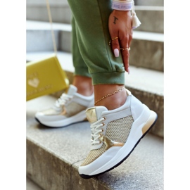 Vinceza Muodikkaat urheilukengät naisten tennarit, valkoiset ja kultaiset Danielle valkoinen 2