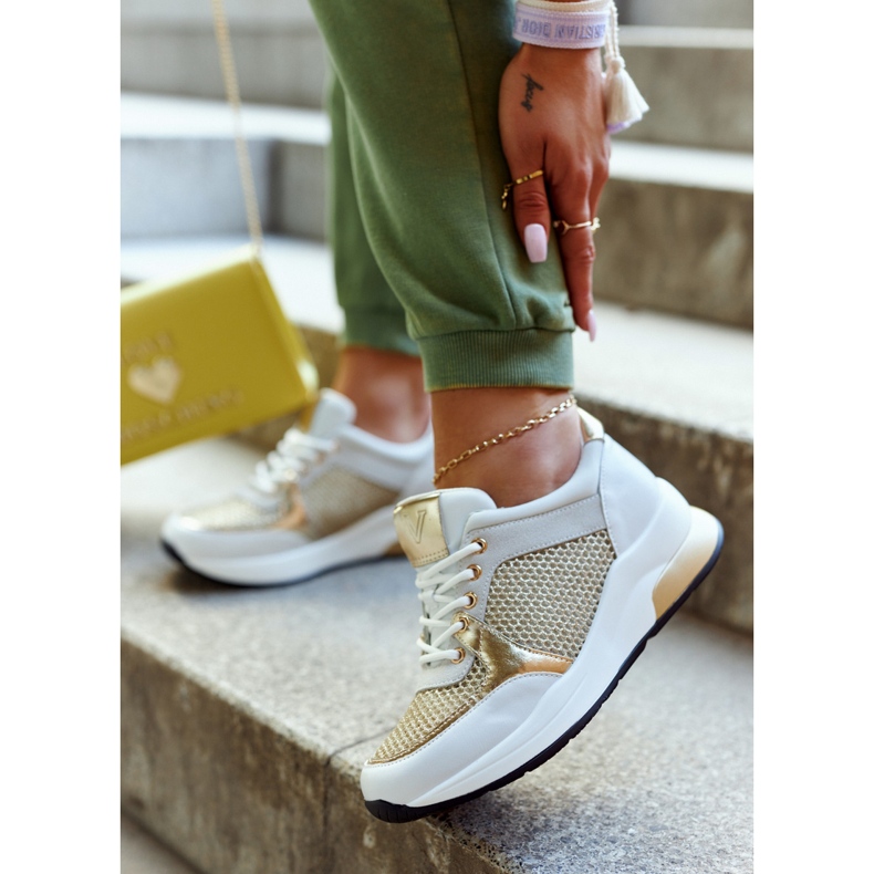 Vinceza Muodikkaat urheilukengät naisten tennarit, valkoiset ja kultaiset Danielle valkoinen 2