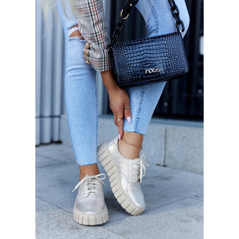 Lemar Nahkaiset broguet beige-kultaisella hypnoosialustalla kultainen 2