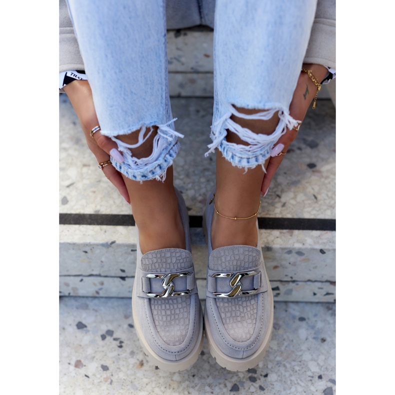 La.Fi Muodikkaat mokkanahkaiset loaferit Vaaleanharmaa Rayhan 1