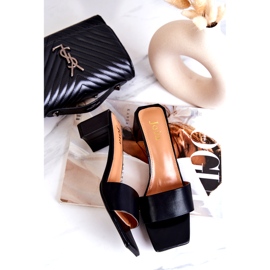 FJ1 Nahkaiset mustat Netty-sandaalit kantapäässä 4