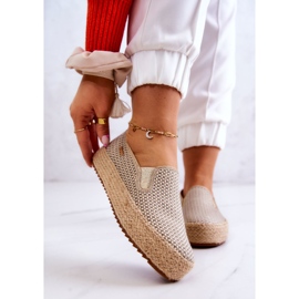 Naisten punotut tennarit Slip On Big Star JJ274394 beige 1