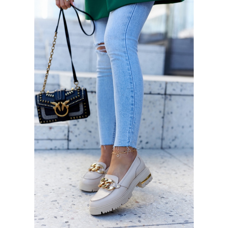 PA2 Naisten loaferit Nahkaiset housut Beige Mollie 1