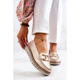 Lemar Naisten nahkaiset loaferit Golden Venesia -tasolla kultainen 1