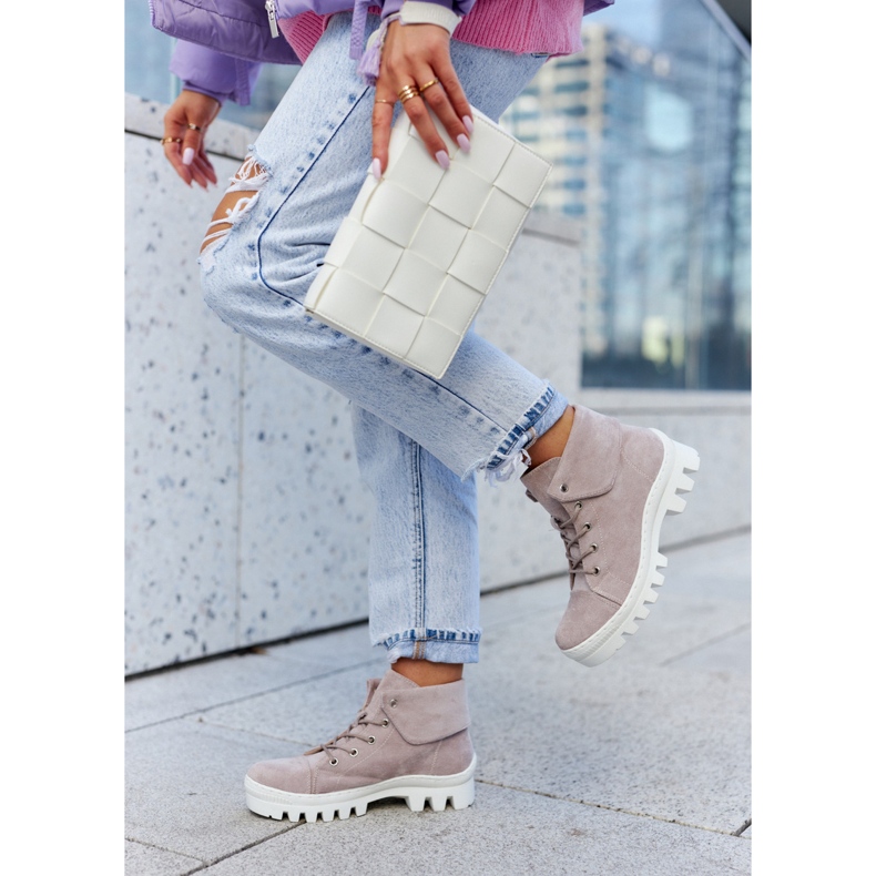 S.Barski Suede Boots Tied Vaalean violetti Dalles 1