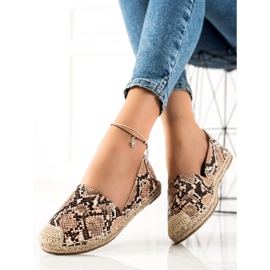 TRENDI Klassinen Espadrilles Snake Print beige ruskea 1