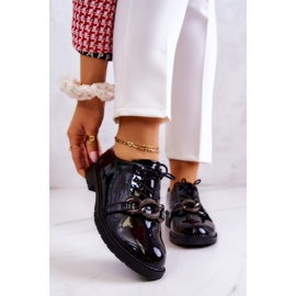S.Barski Lakatut kengät sidottu Black Larosa -koristeella musta 1
