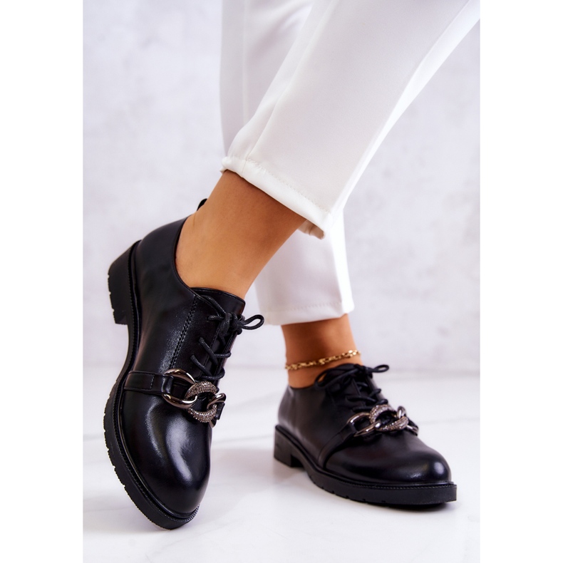S.Barski Nahkaiset kengät sidottu mustalla larosa-koristeella 2