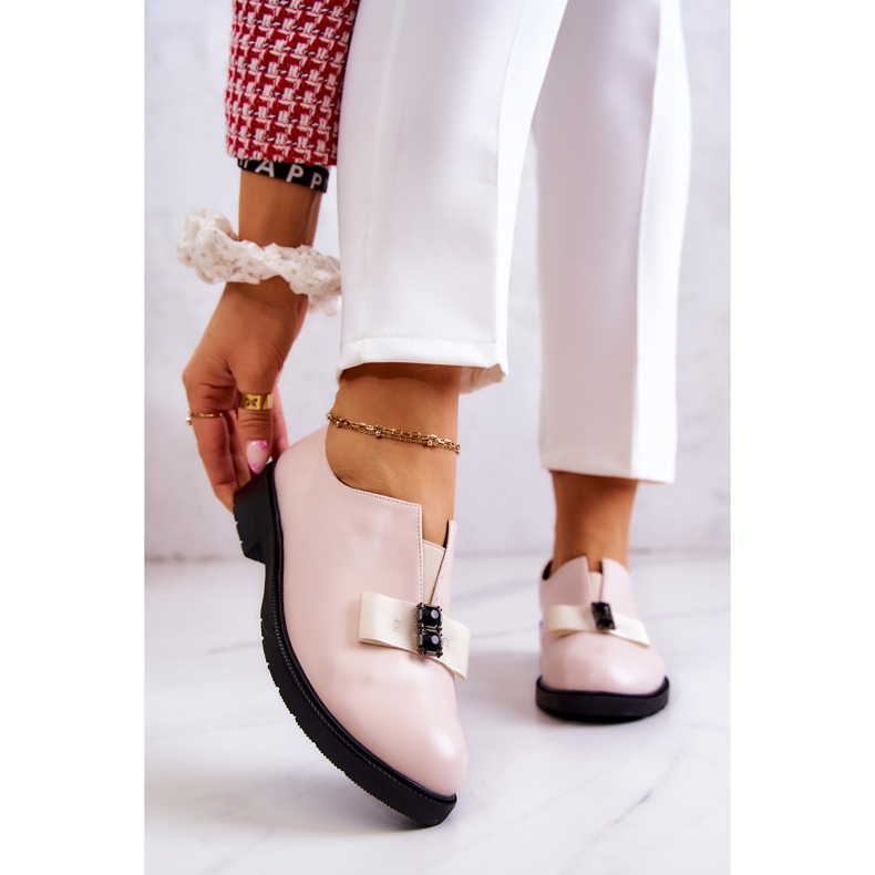 S.Barski Naisten Brogues Slip On Beigellä Janelle-koristeella vaaleanpunainen 1