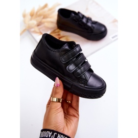 Lasten nahkalenkkarit Tennarit Tarranauhalla Musta Foster 1