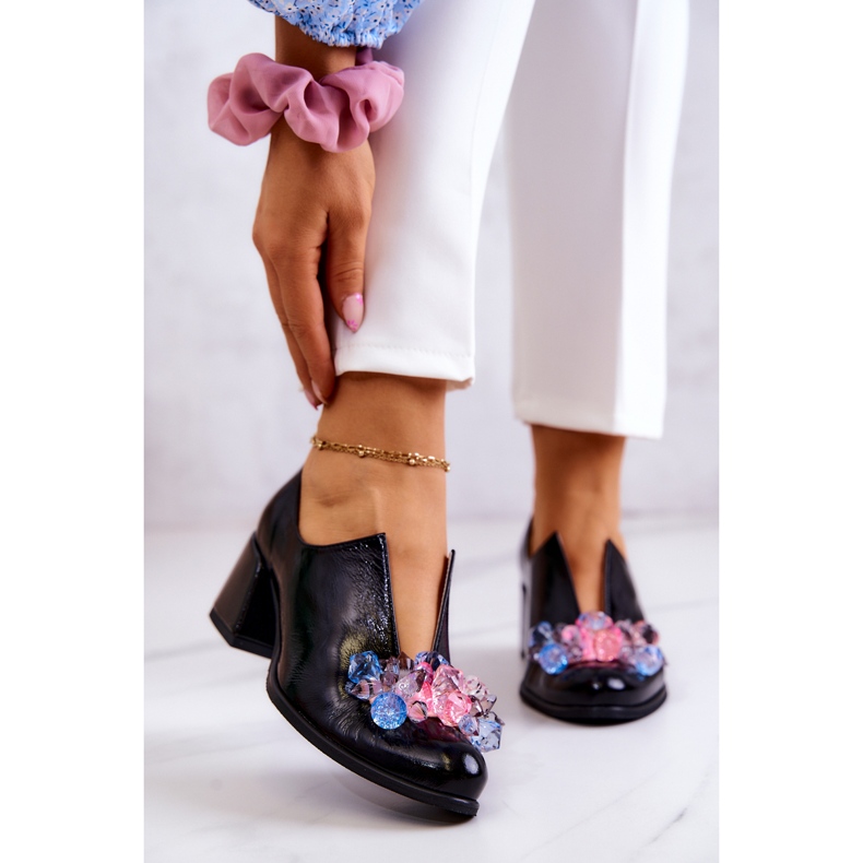 PA2 Sileät nahkakengät mustalla Delaver-koristeella 1