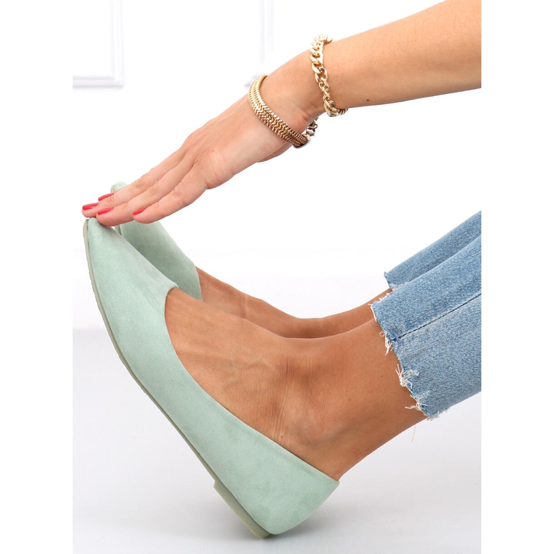 Pari Green sileät mokkanahkaballerinat vihreä 1