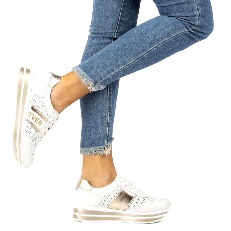 Ever Naisten urheilukengät Filippo DP1414 valkoinen ja kulta kultainen 6