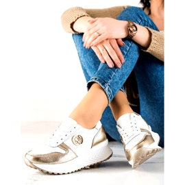 Naisten urheilukengät sidottu Filippo DP3547 / 22 WH GO Valkoinen kultainen 3