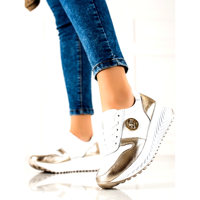 Naisten urheilukengät sidottu Filippo DP3547 / 22 WH GO Valkoinen kultainen 1