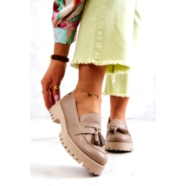 Naisten nahkakengät Fringes Maciejka 05497-04 Beige 2