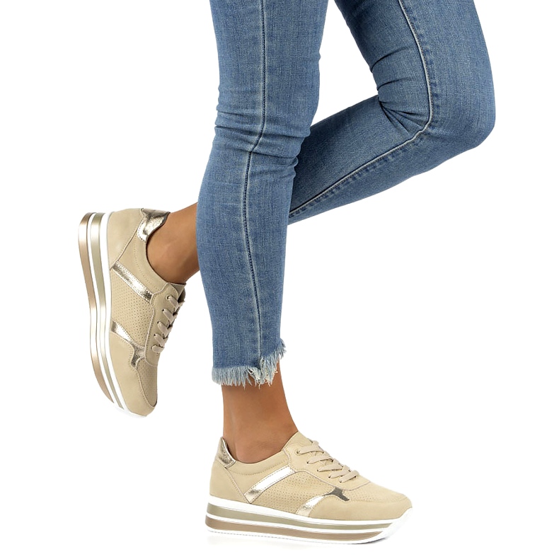 Nahkaiset mokkanahkalenkkarit Filippo DP2004 / 21 BE beige kultainen 4