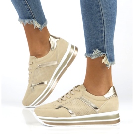 Nahkaiset mokkanahkalenkkarit Filippo DP2004 / 21 BE beige kultainen 1